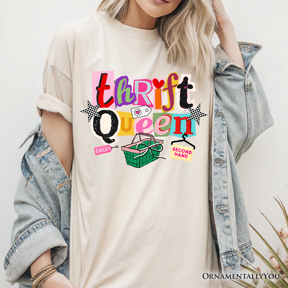 Thrift Queen T-Shirt, Colorful Second Hand Shopping Tee