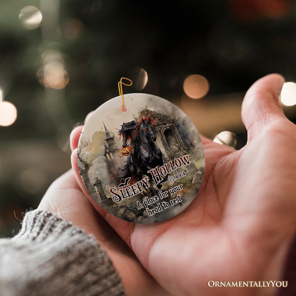 Vintage Sleepy Hollow Dark and Spooky Ornament, Headless Horseman Halloween Souvenir