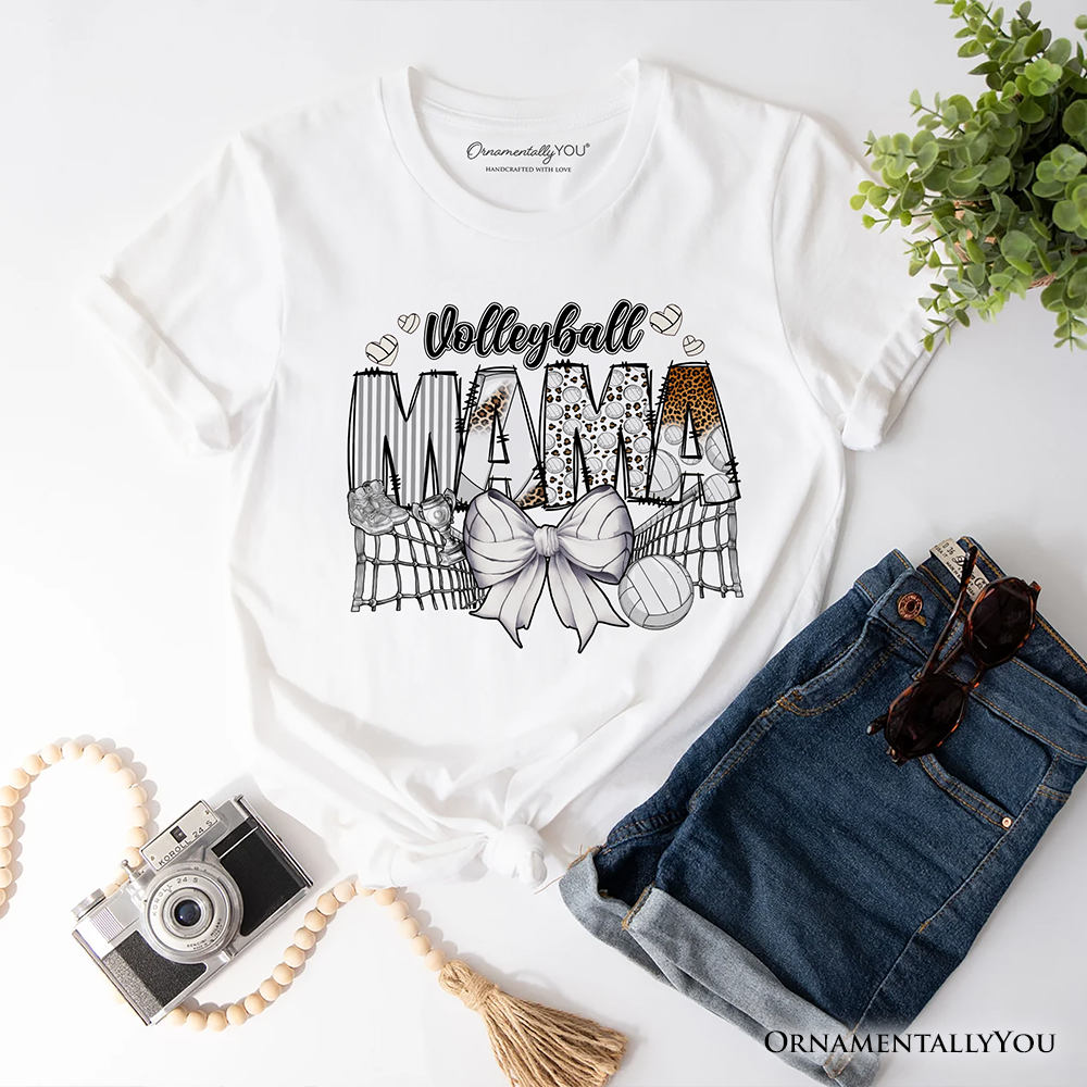 Volleyball Mama Coquette Bow T-Shirt, Sport Mom Life Tee