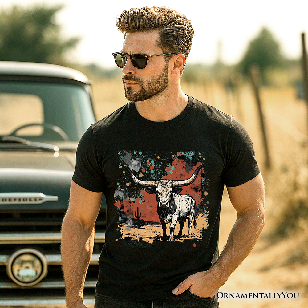 Western Longhorn Bull T-Shirt, Cowboy Rodeo Tee