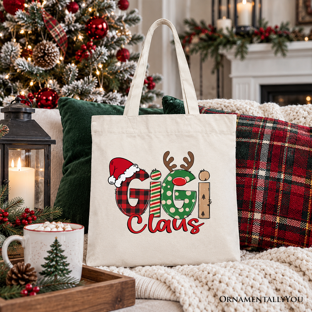 Gigi Claus Retro Christmas Tote Bag, Matching Family Holiday Gift Shopper