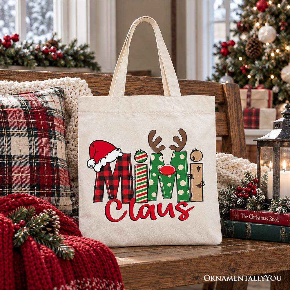 Mimi Claus Retro Christmas Tote Bag, Matching Family Holiday Gift Shopper