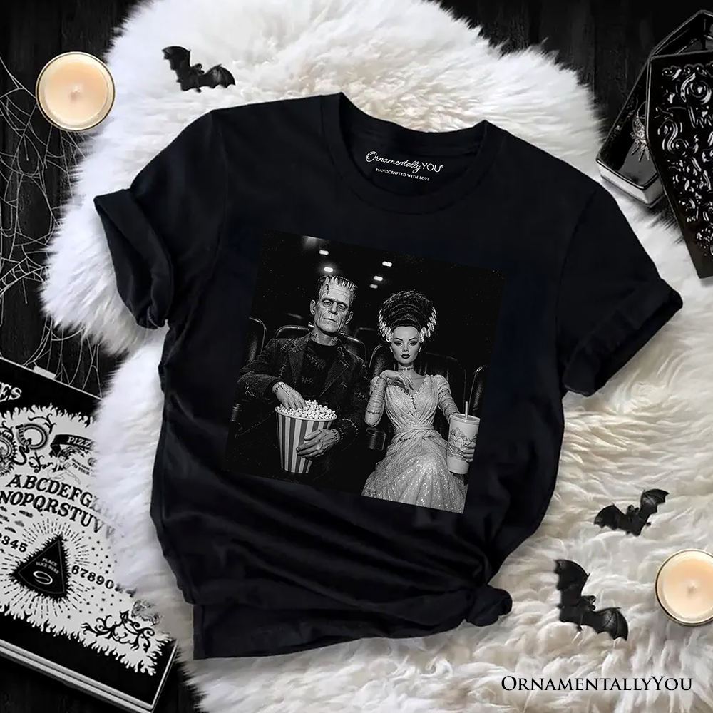 Frankenstein Movie Date Night T-Shirt, Vintage Horror Couple Cinema Tee