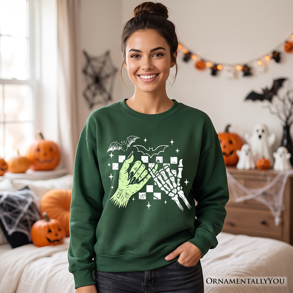 Monster Skeleton Pinky Promise Sweatshirt, Funny Spooky Halloween Sweater