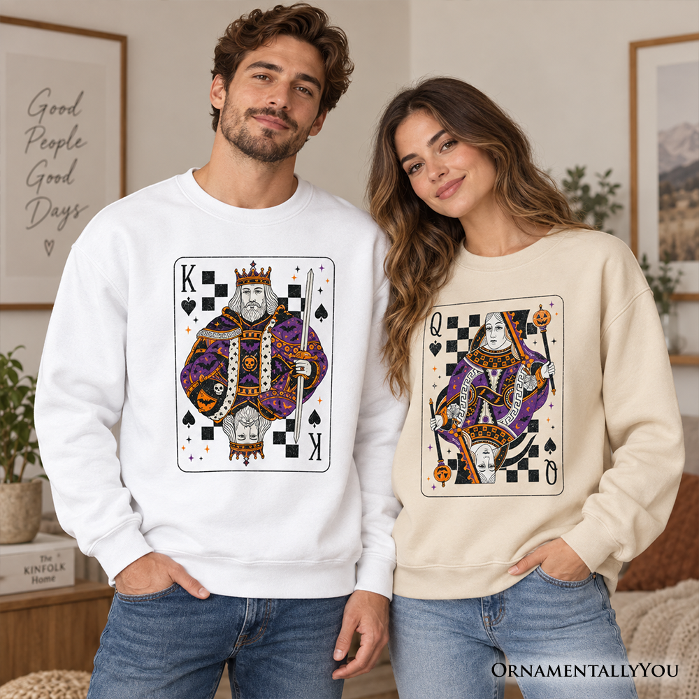 Queen of Spades Card Sweatshirt, Vintage Retro Halloween Sweater