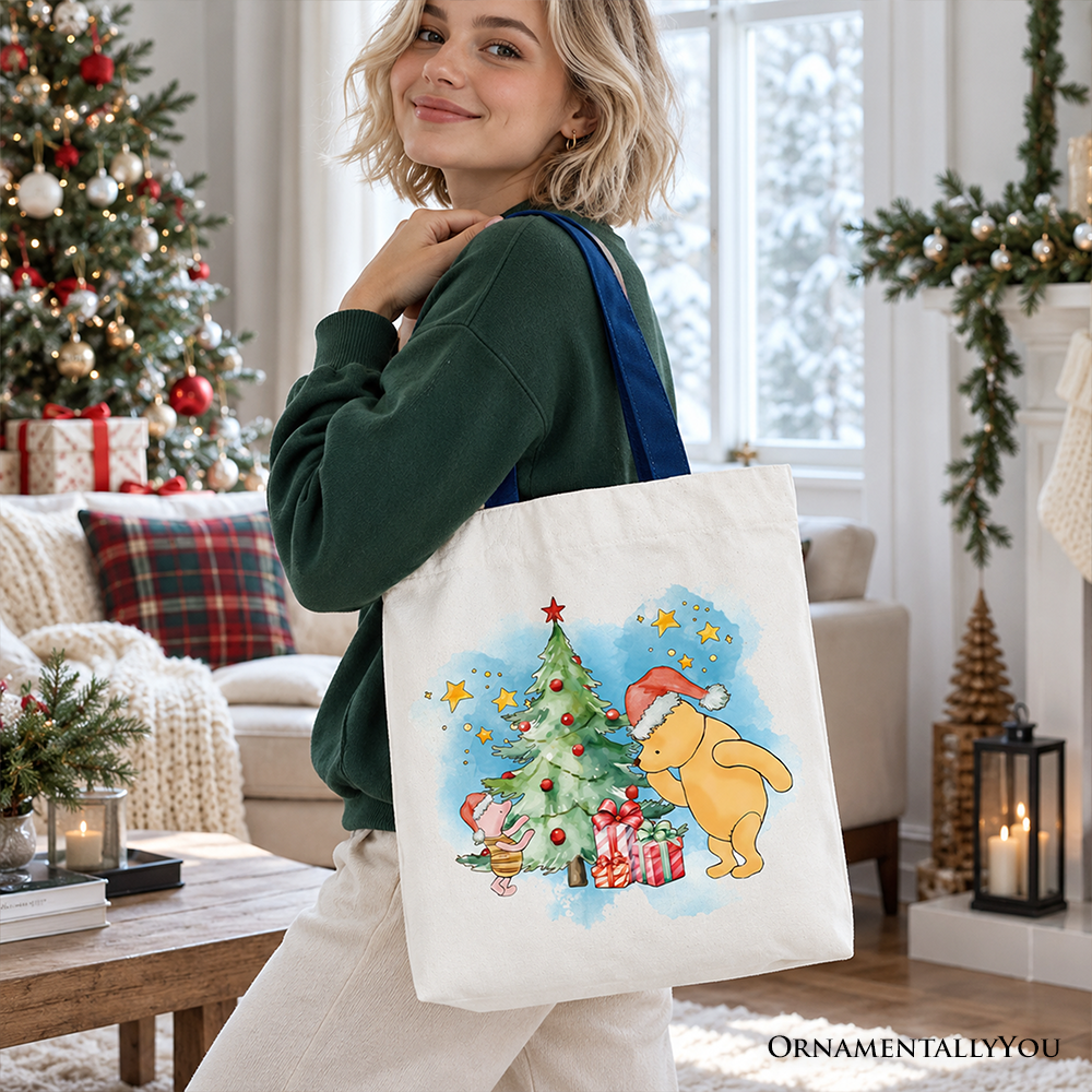 Christmas With Winnie-the-Pooh and Friends Tote Bag, 1926 A.A. Milne Heartwarming Holiday Gift Shopper