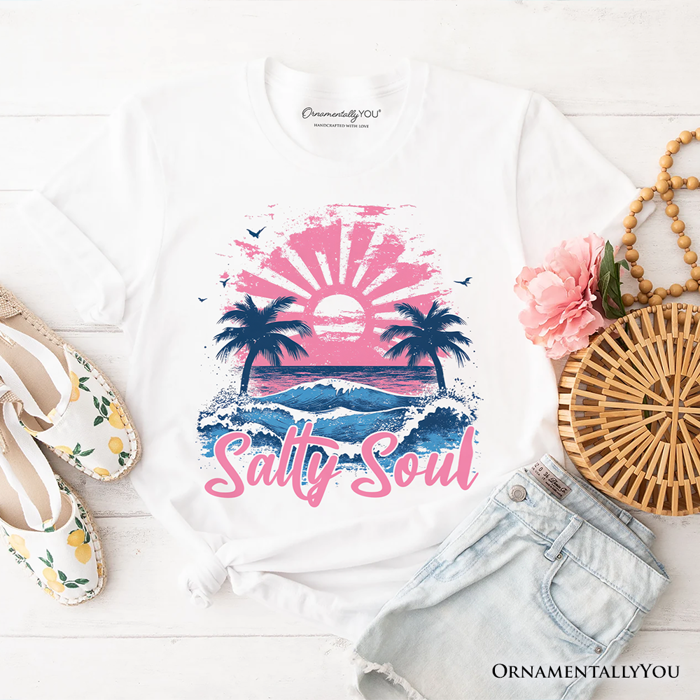 Vintage Salty Soul Beach T-Shirt, Retro Coastal Summer Tee