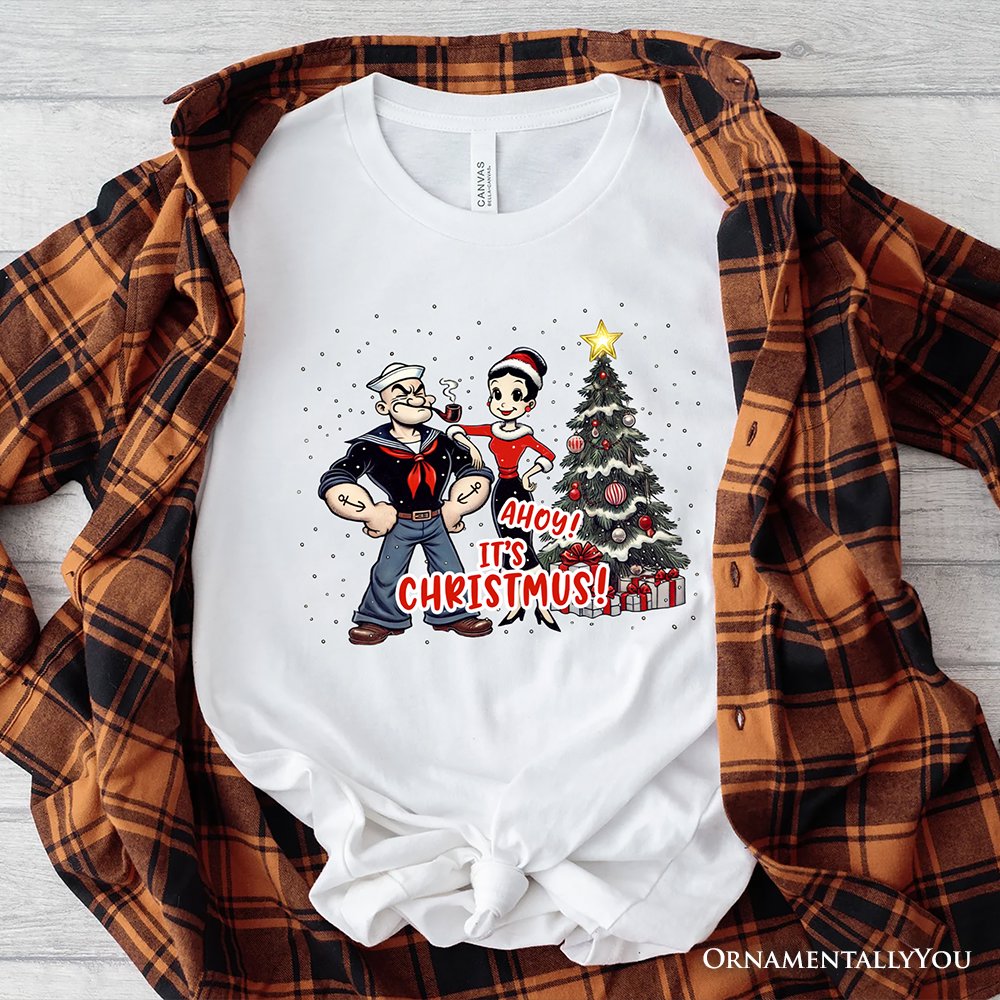 Ahoy! It's Christmus! Popeye and Olive T-Shirt, Vintage Sailor Tee for Christmas Time