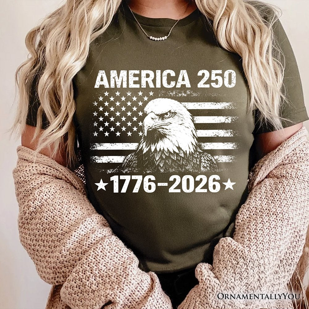 America 250 Freedom Flag Eagle T-Shirt, 4th of July USA Patriotic 1776–2026 Tee