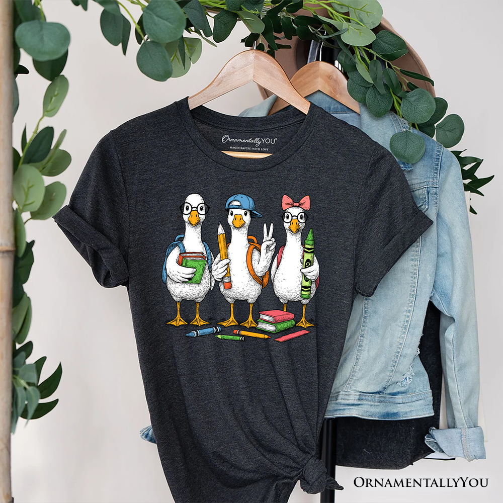 Goose Back to School T-Shirt, Cute Teacher Student Classroom Tee
