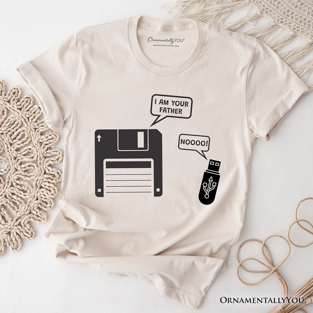 I Am Your Father Floppy Disk T-Shirt, Funny USB Retro Dad Computer Nerd Tee