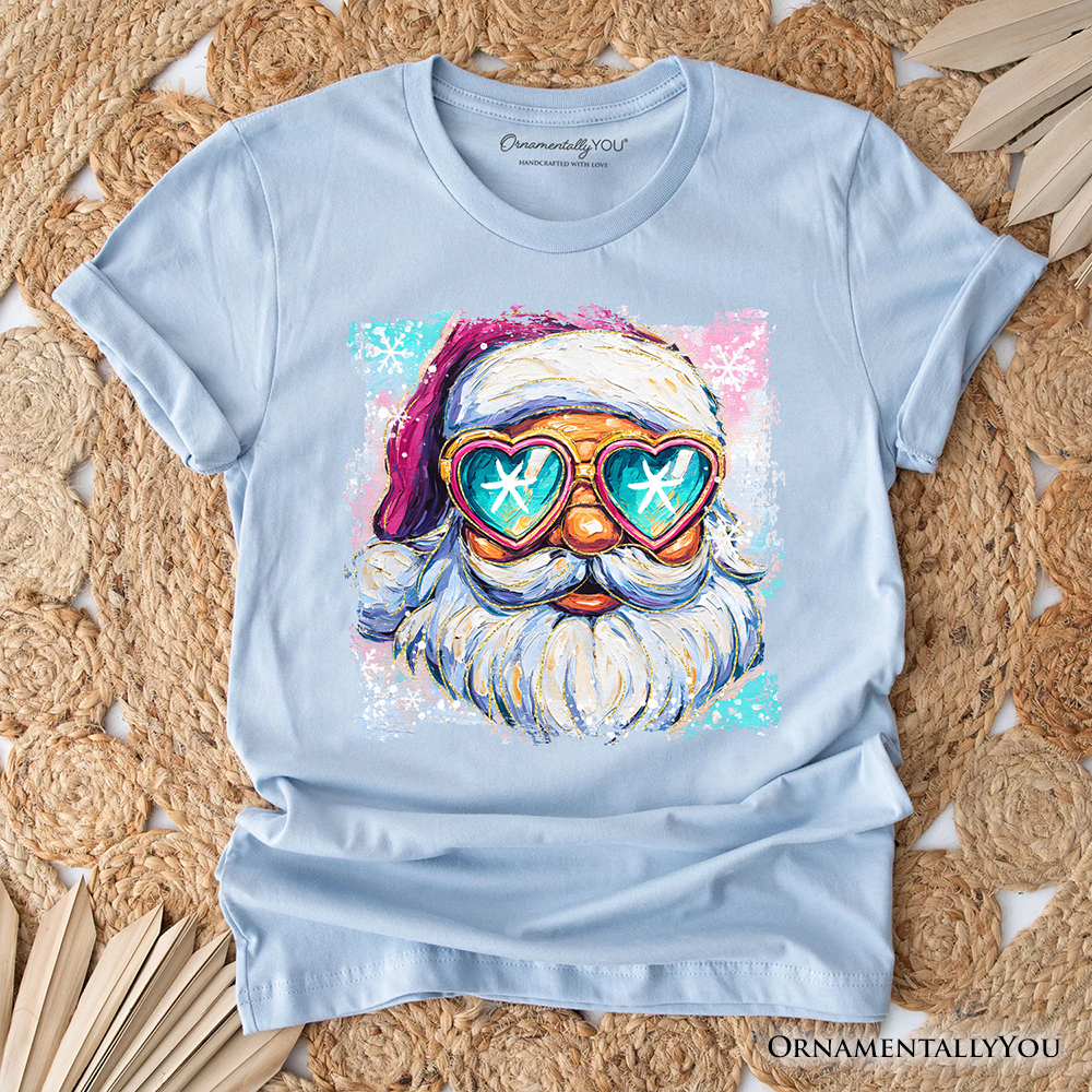 Merry Christmas Santa Sunglasses Christmas T-Shirt, Funky Retro Holiday Tee