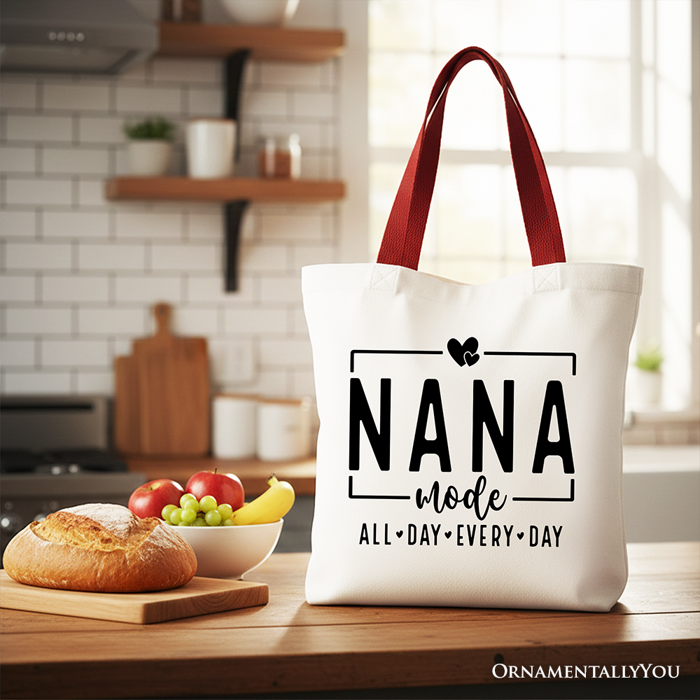 Nana Mode Canvas Tote Bag, All Day Every Day Gift Shopper for Grandma