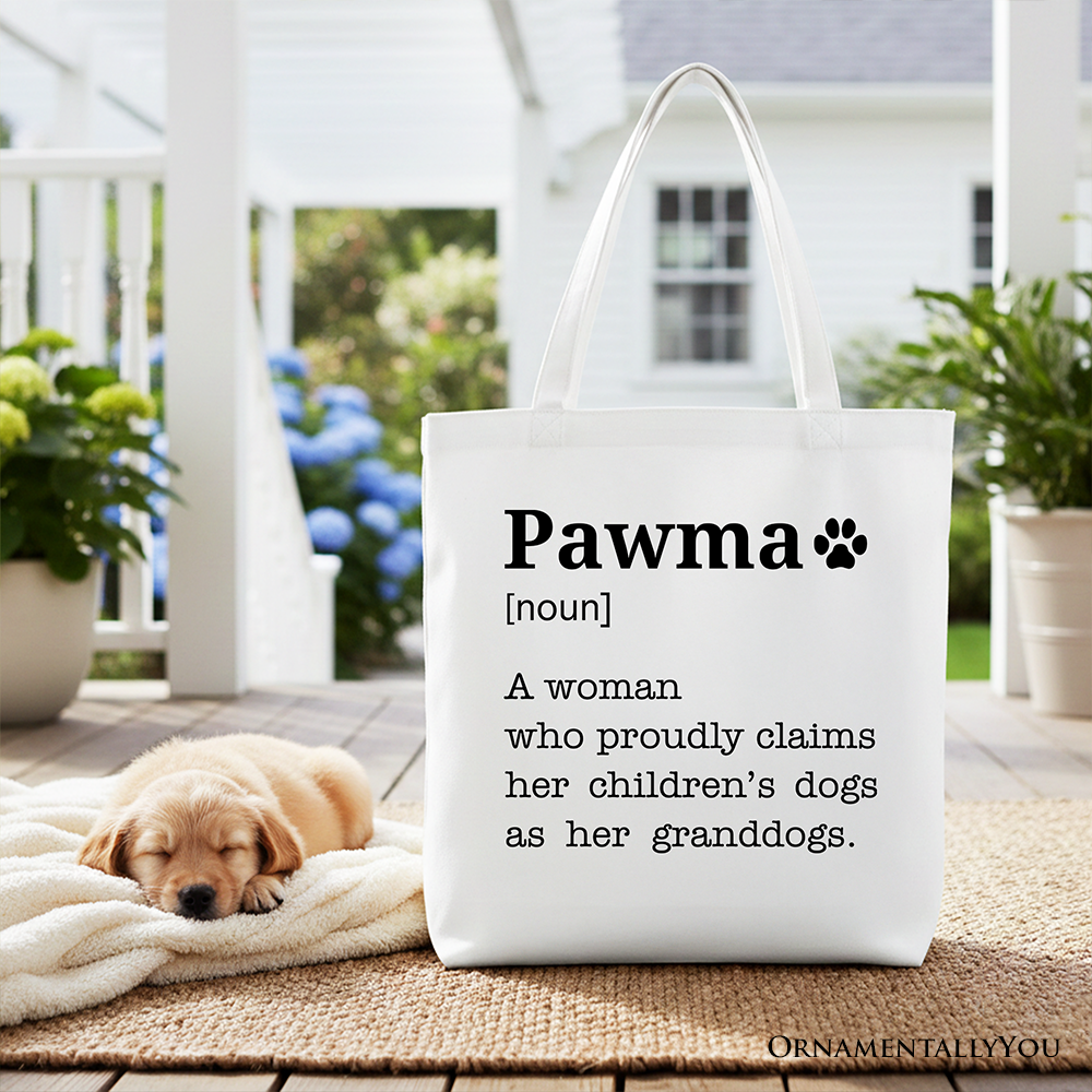 Personalized Pawma Definition Canvas Tote Bag, Funny Dog Lovers Mom Gift Shopper