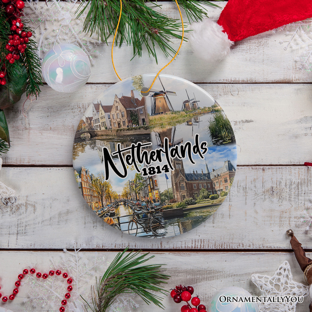 Picturesque Netherlands Heritage Christmas Ornament, Dutch Landmarks and Culture Travel Souvenir Gift