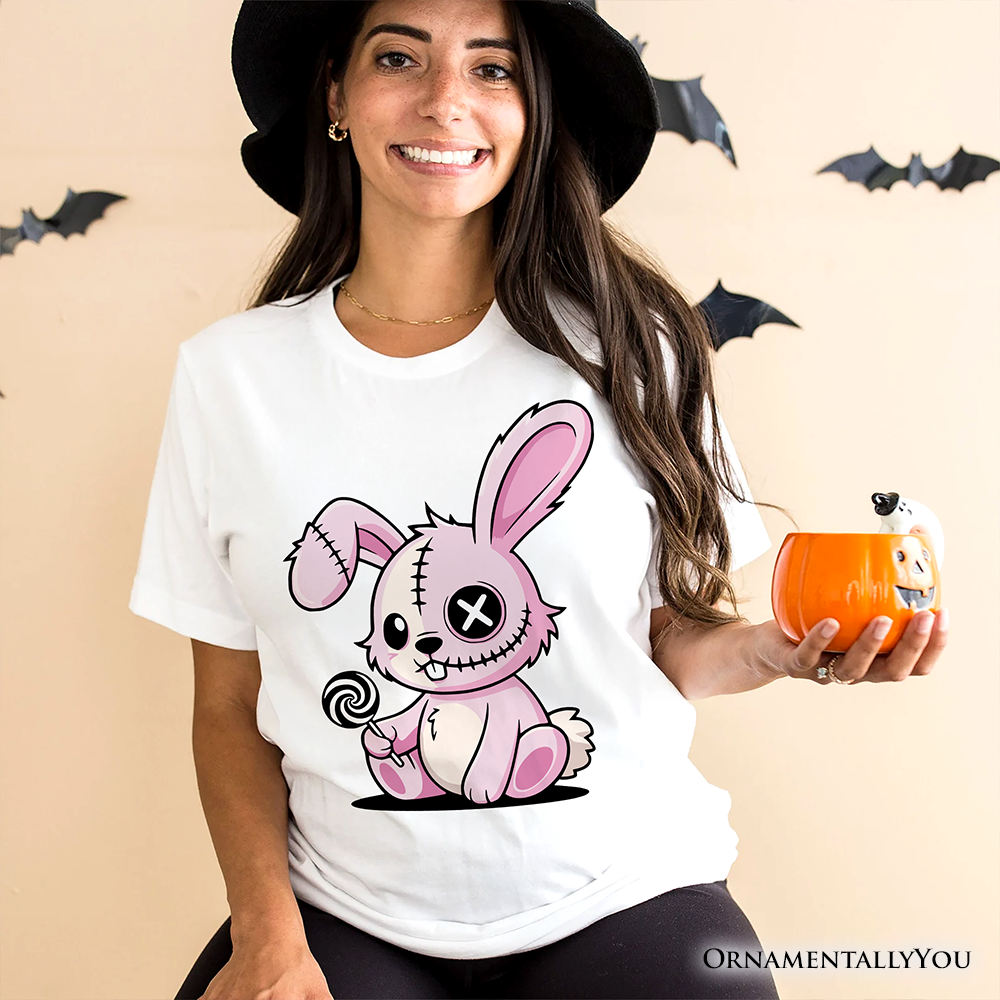 Pink Zombies Bunny Cute T-Shirt, Cute Gothic Halloween Tee
