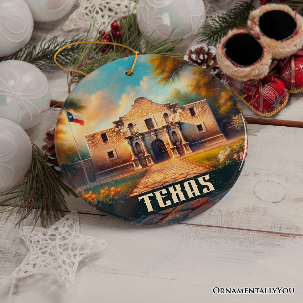 Rustic Texas Alamo Ornament, American Western Charm Christmas Gift and San Antonio Historical Souvenir