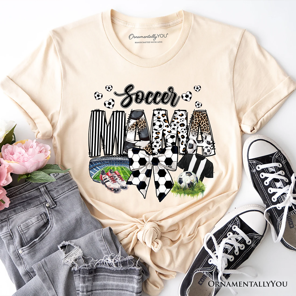 Soccer Mama Coquette Bow T-Shirt, Game Day Mom Life Tee