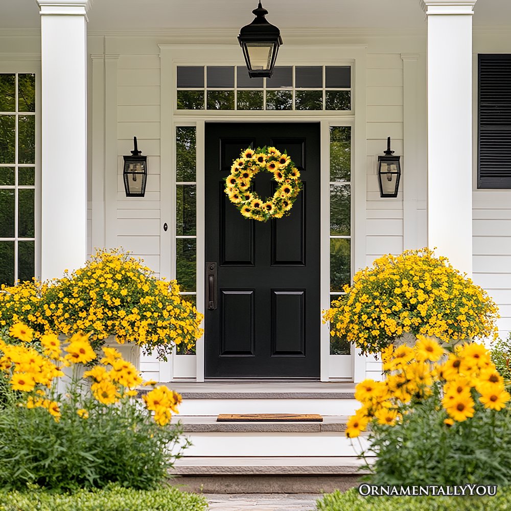 Sunflower Wreath for Front Door or Home, 20 Inches
