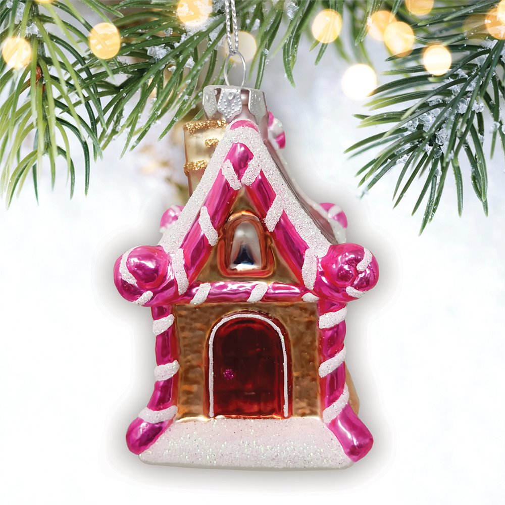 Sweet Treat Cottage Candy Lane House Glass Christmas Ornament