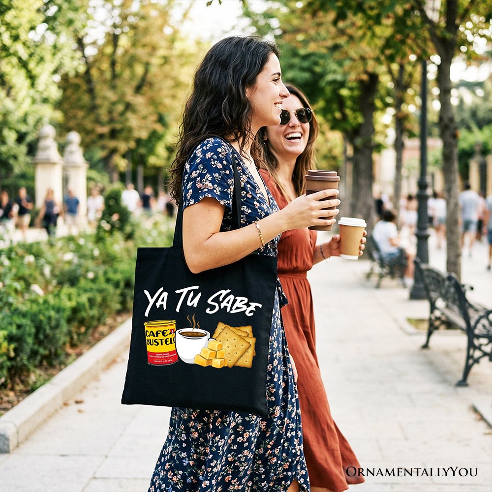 Tu Sabe Café Queso and Galleta Tote Bag, Funny Latin Coffee Gift Shopper For Caffeine Lover