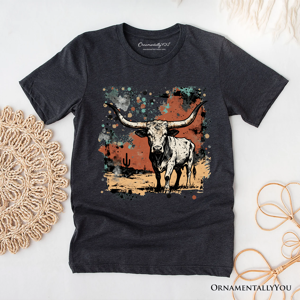 Western Longhorn Bull T-Shirt, Cowboy Rodeo Tee