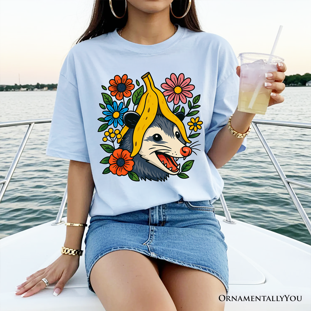 Banana Possum Floral T-Shirt, Funny Animal Tee