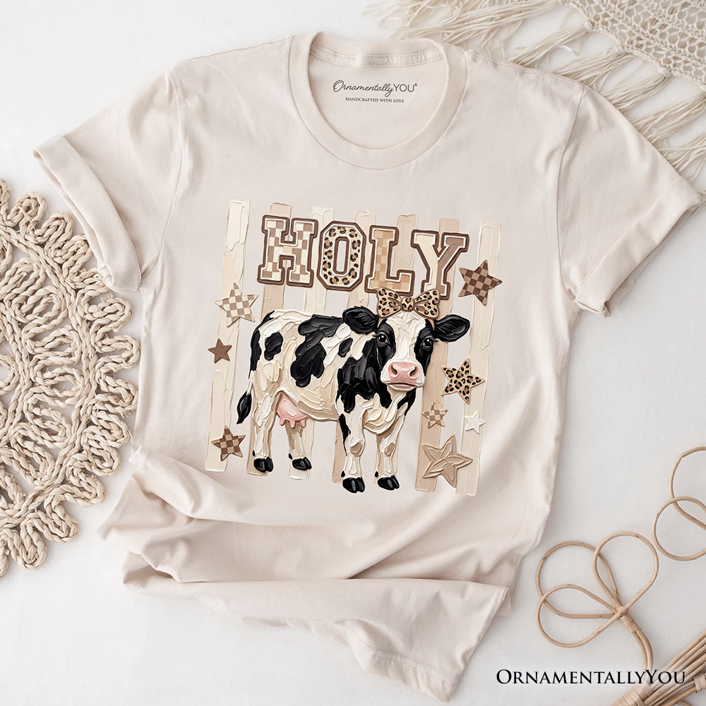 Holy Cow Coquette T-Shirt, Leopard Bow Farm Animal Tee