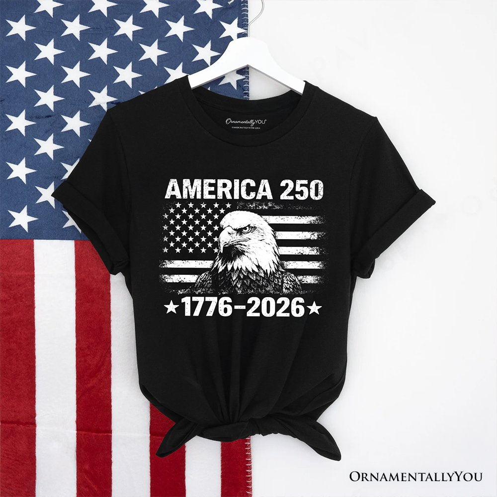 America 250 Freedom Flag Eagle T-Shirt, 4th of July USA Patriotic 1776–2026 Tee