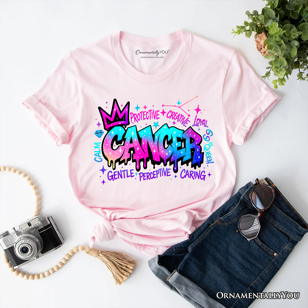 Cancer Graffiti Zodiac T-Shirt, Street Style Astrology Horoscope Tee