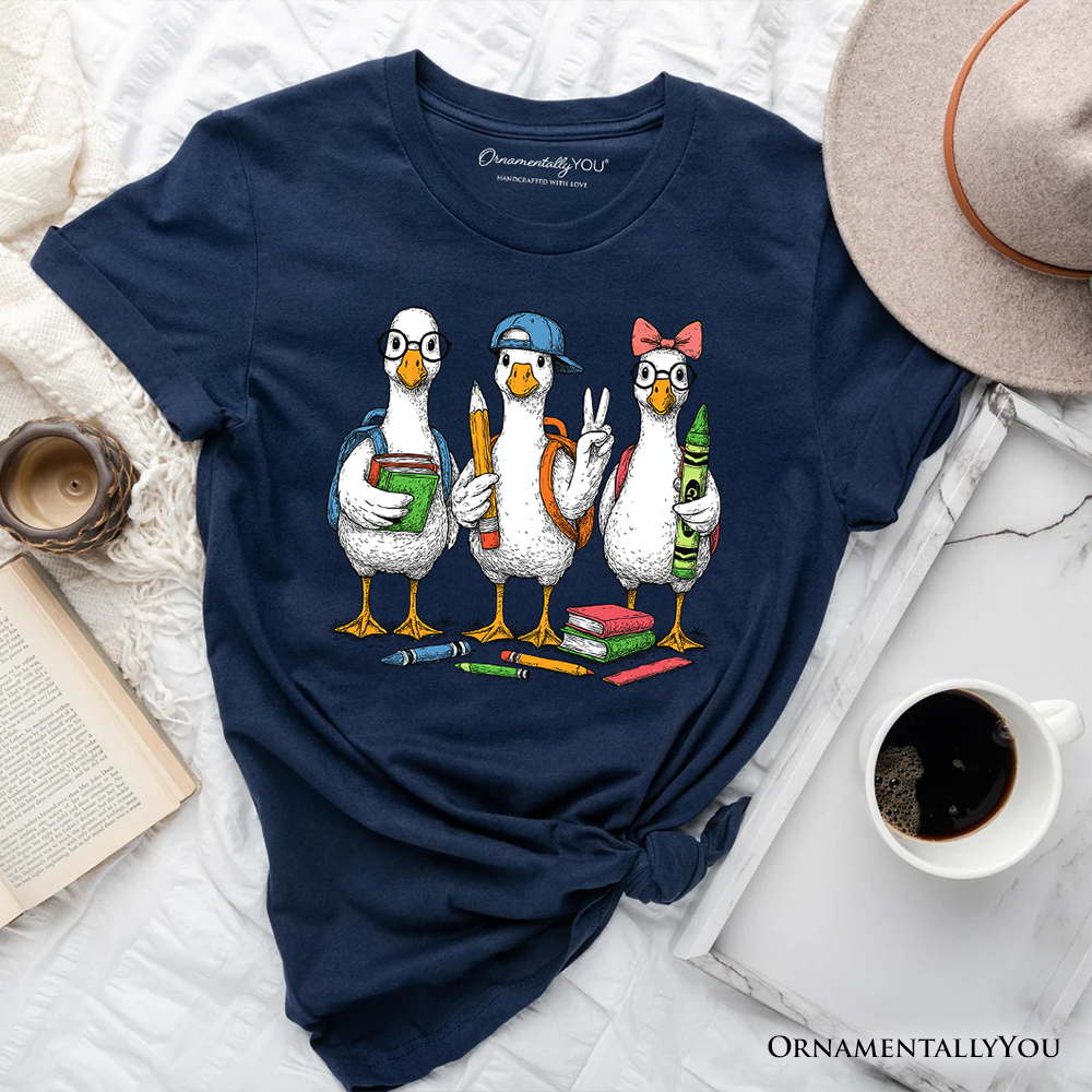 Goose Back to School T-Shirt, Cute Teacher Student Classroom Tee