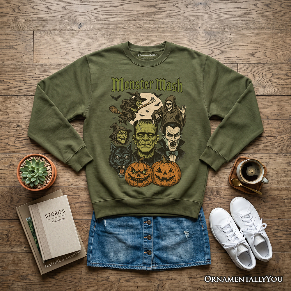 Monster Mash Classic Sweatshirt, Halloween Monsters Sweater for The Spooky Season