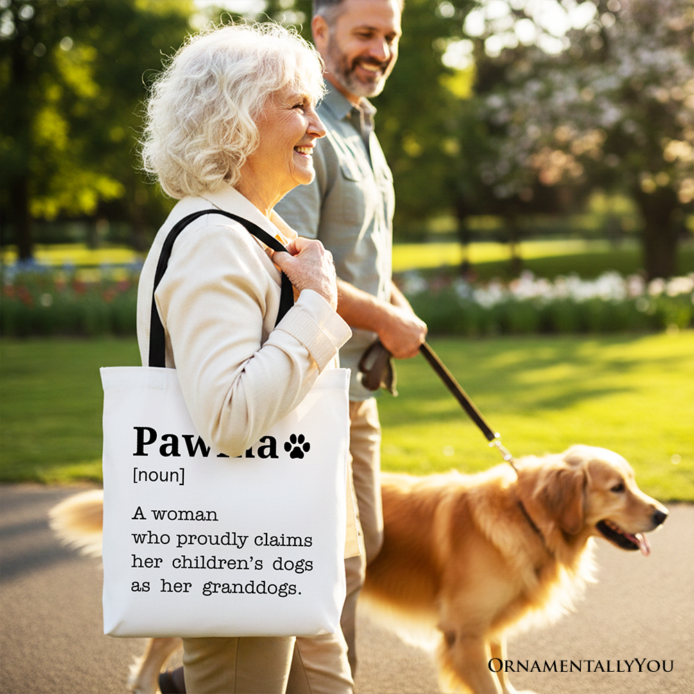 Personalized Pawma Definition Canvas Tote Bag, Funny Dog Lovers Mom Gift Shopper