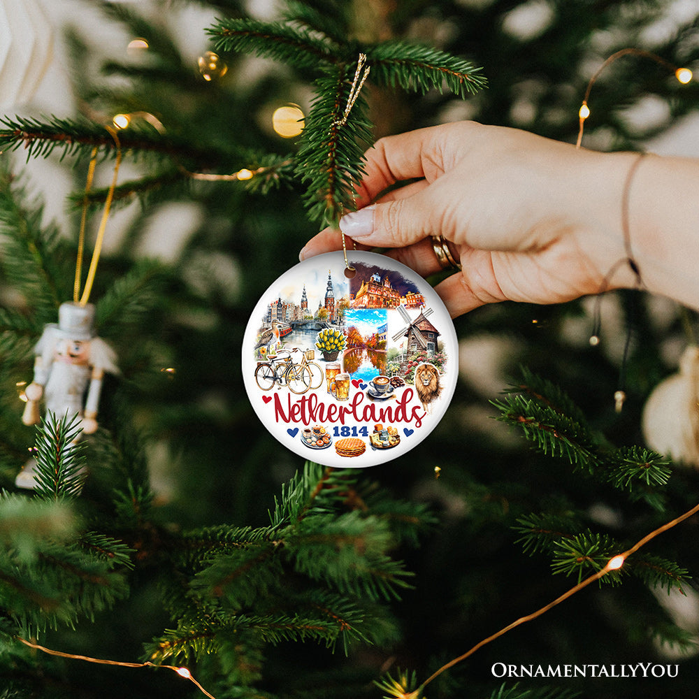 Picturesque Netherlands Heritage Christmas Ornament, Dutch Landmarks and Culture Travel Souvenir Gift