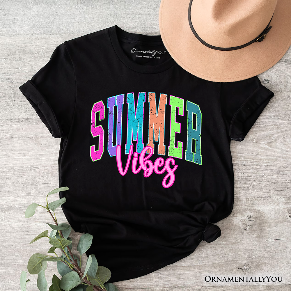 Summer Vibes Neon Varsity T-Shirt, Retro Beach Tee