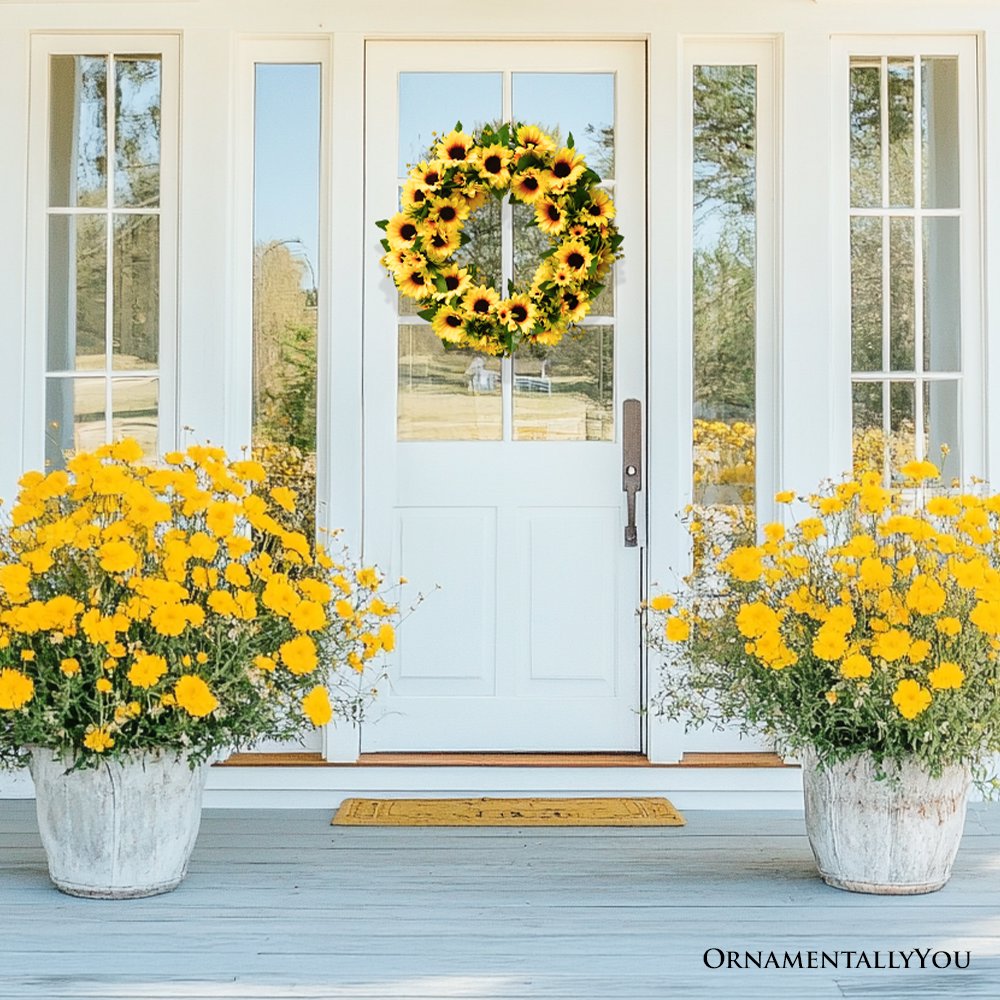 Sunflower Wreath for Front Door or Home, 20 Inches
