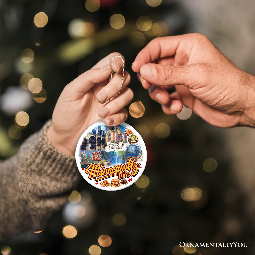 Vibrant Minneapolis Cultural Ornament, Minnesota Twin Cities Urban Heritage Christmas Souvenir