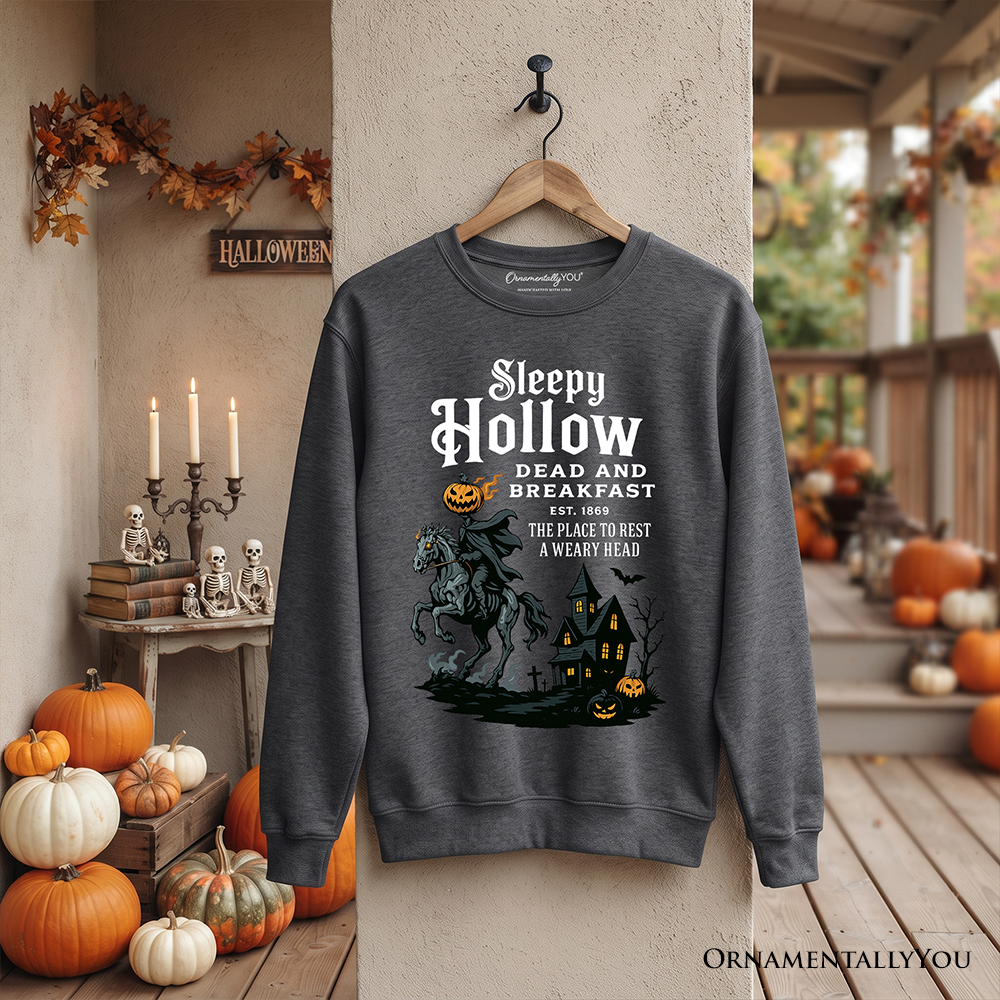 Headless Horseman Sleepy Hollow Halloween Dark Sweatshirt, Dead and Breakfast Retro Sweater