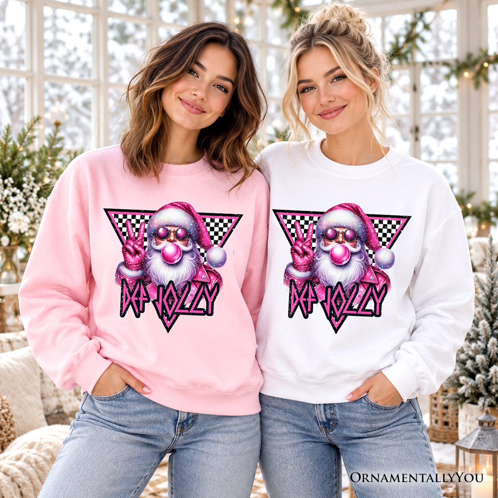 Pink Santa Blowing Bubblegum Sweatshirt, Def Jolly Coquette Retro Christmas Sweater