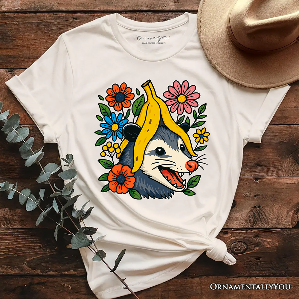 Banana Possum Floral T-Shirt, Funny Animal Tee