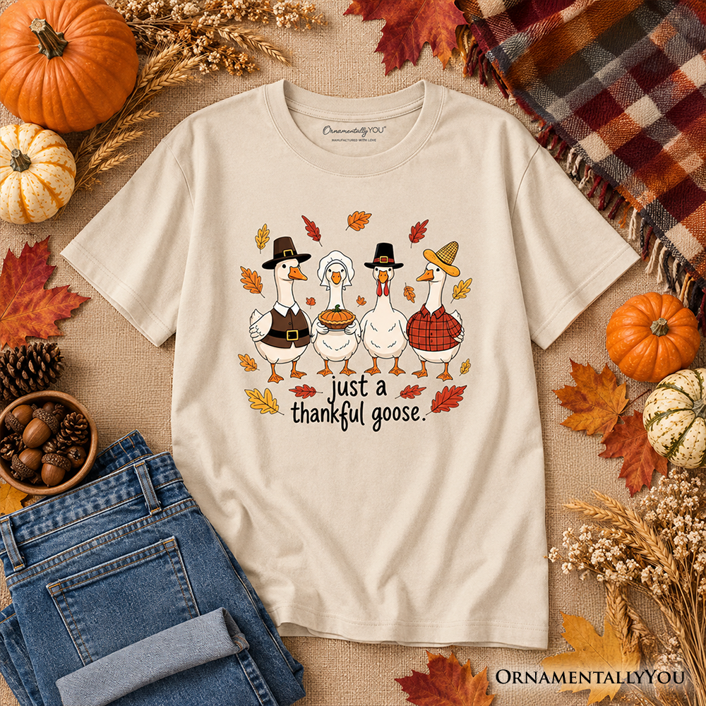 Kids Just a Thankful Goose T-Shirt, Funny Thanksgiving Family Turkey Day Youth Tee