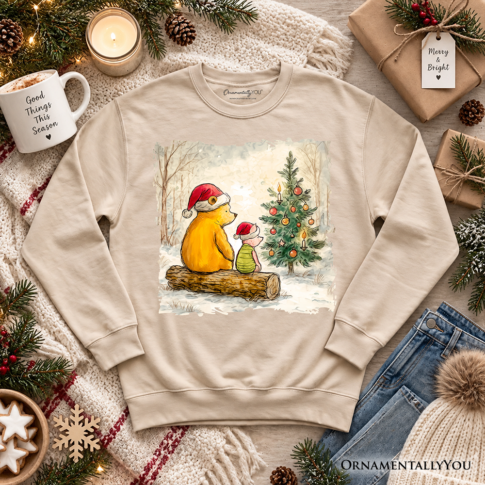 Winnie-the-Pooh Christmas With Friends Sweatshirt, 1926 A.A. Milne Cozy Heartwarming Holiday Sweater