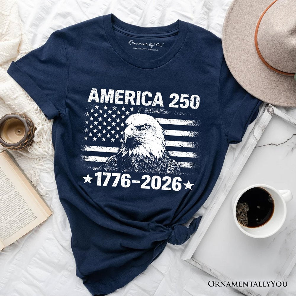 America 250 Freedom Flag Eagle T-Shirt, 4th of July USA Patriotic 1776–2026 Tee