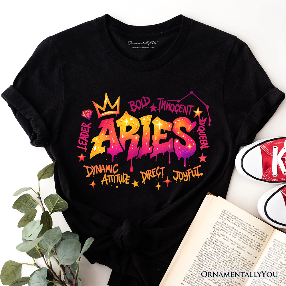 Aries Graffiti Zodiac T-Shirt, Street Style Astrology Horoscope Tee