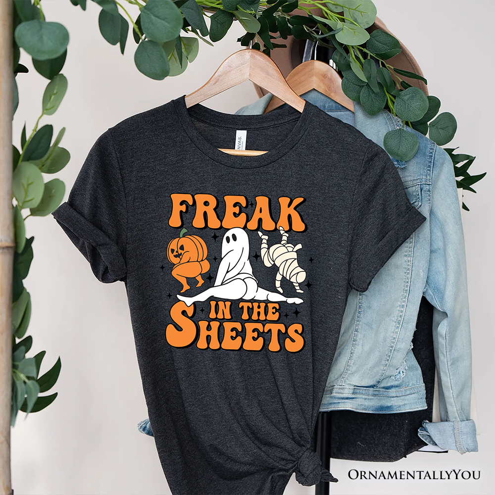 Freak in the Sheets Ghost T-Shirt, Naughty Halloween Tee for Spooky Adults