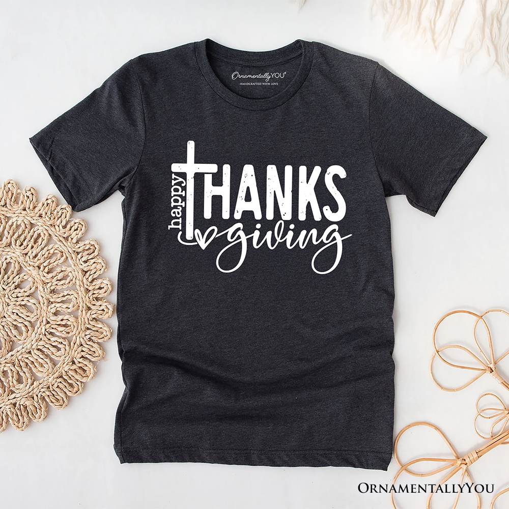 Happy Thanksgiving Minimalist T-Shirt, Christian Religious Fall Tee