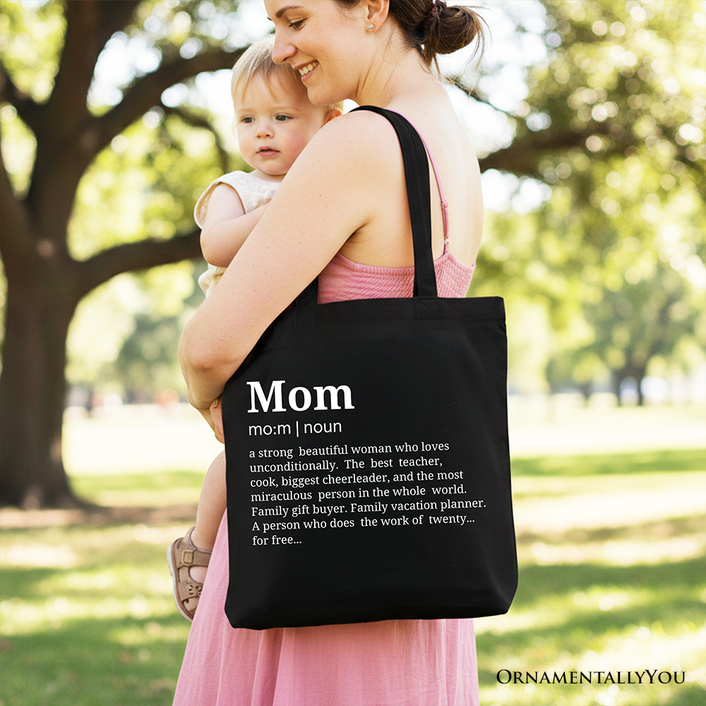 Personalized Mom Definition Canvas Tote Bag, Funny Mothers Day Gift Shopper