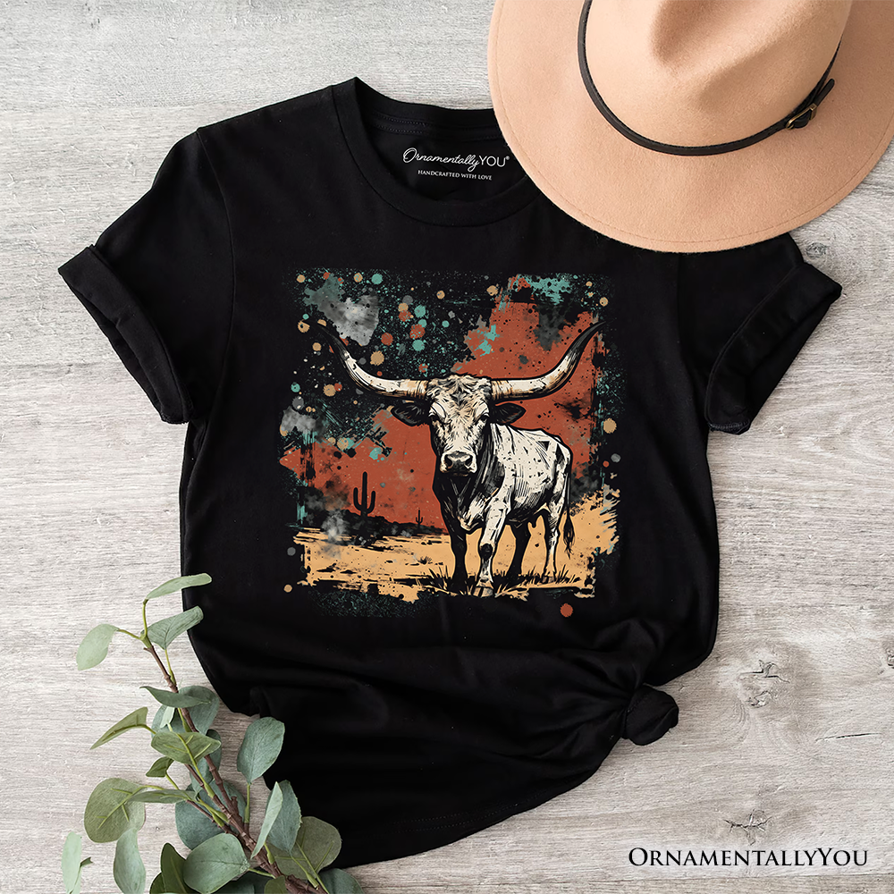 Western Longhorn Bull T-Shirt, Cowboy Rodeo Tee