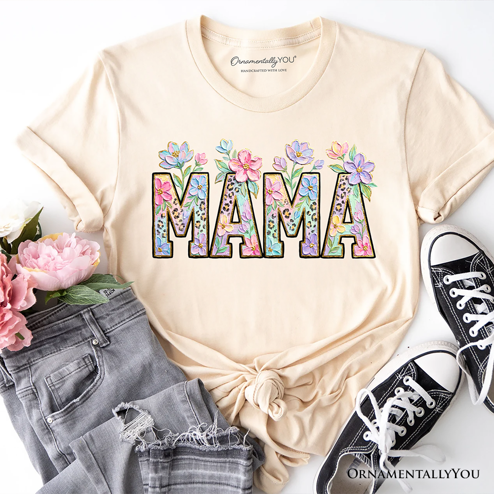 Wildflower Mama Floral Printed Faux Oil Paint T-Shirt, Mother's Day Tee