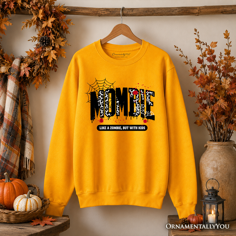 Mombie Like a Zombie But With Kids Sweatshirt, Funny Halloween Mom Horror Sweater